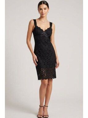 Women's - Yoana Baraschi Black Medallion Lace Sheath Dress, Size 0